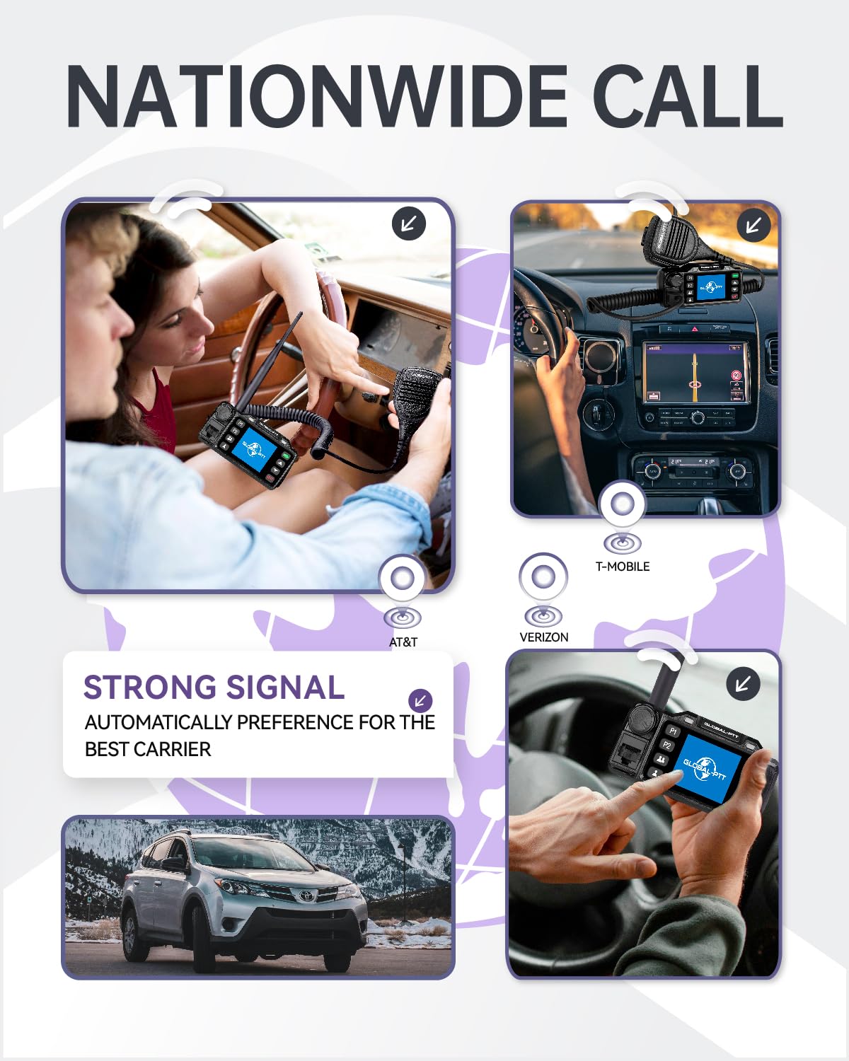 V1 Mobile PoC Radio Unlimited Range, 2-Pack Professional Fixed-Mount Push-to-Talk Over Cellular 4G LTE Walkie Talkies Long Range for in-Vehicle Nationwide PTT Communication (2, V1)