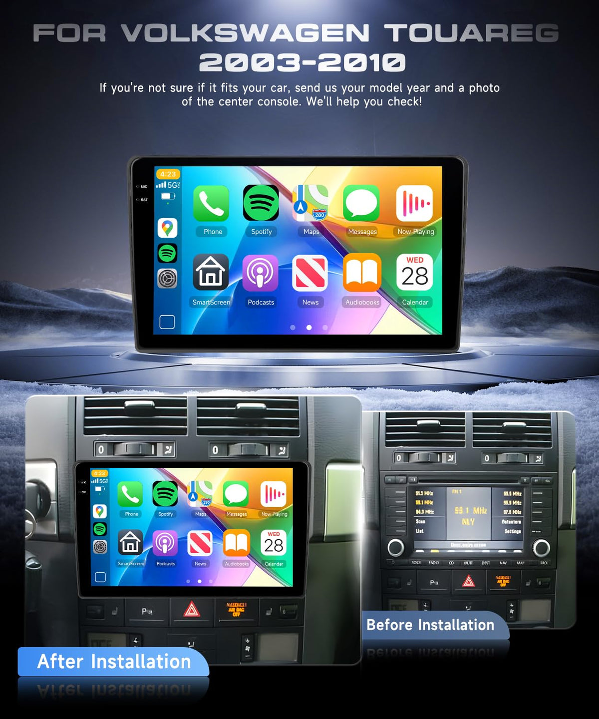 4G+64G Android 15 Car Stereo for Volkswagen Touareg 2003-2010