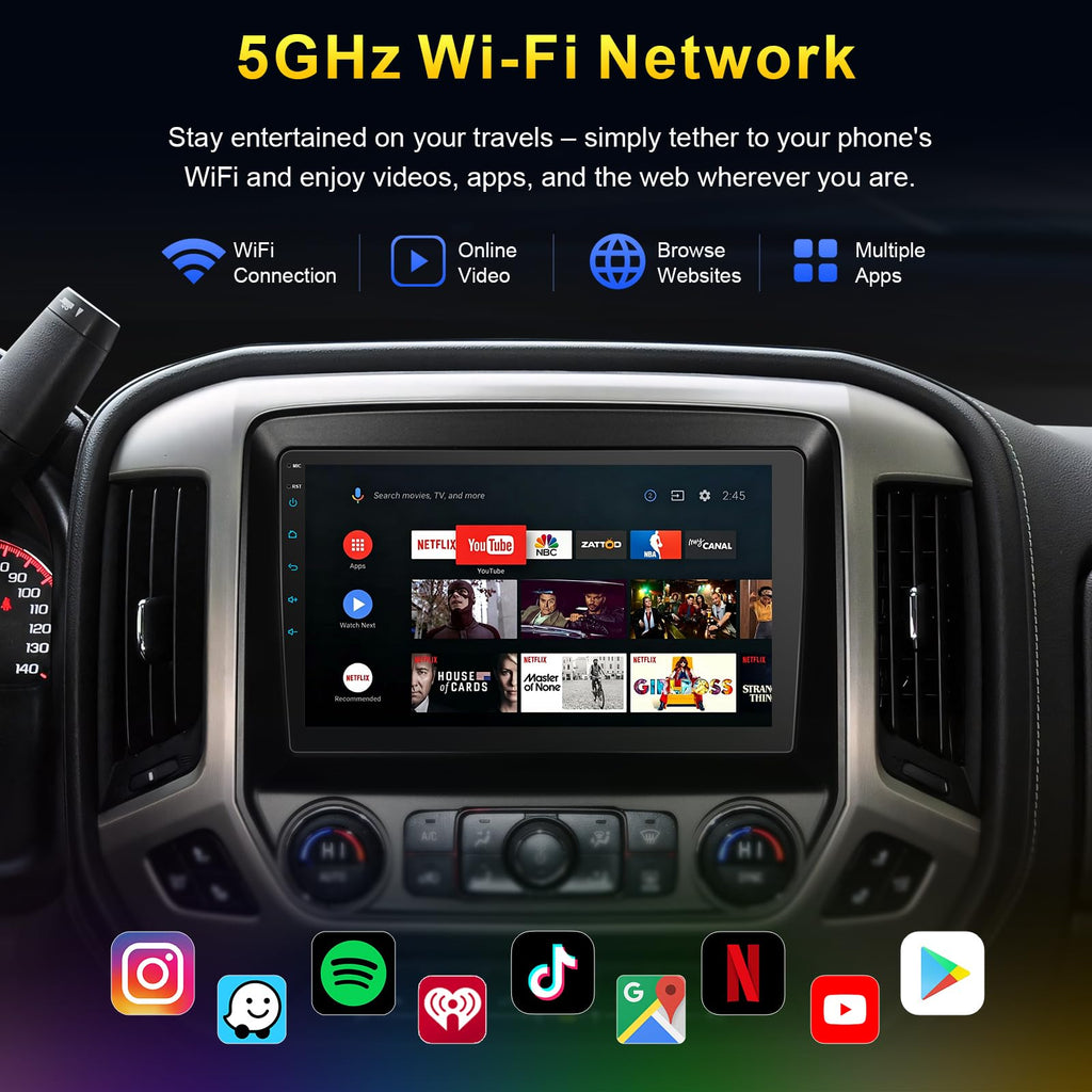 10" Car Radio for 2014-2018 Chevy Silverado & GMC Sierra Non-Bose Version