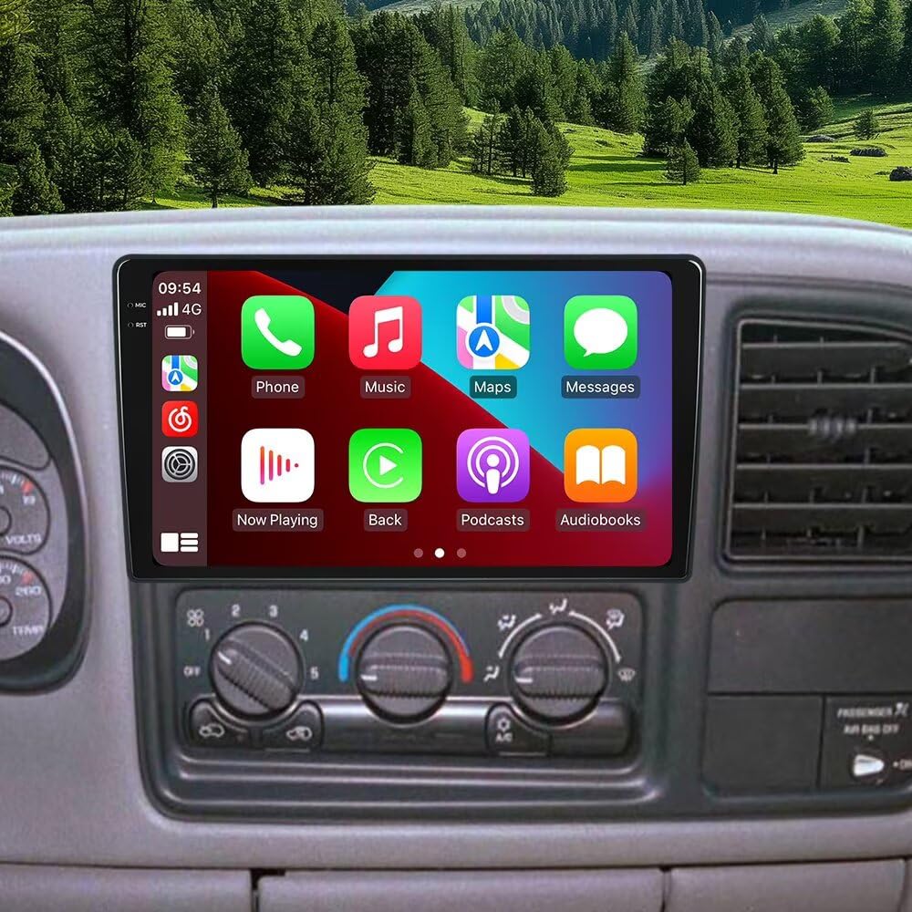 MekedeTech Android Touch Screen for Chevrolet Silverado/Suburban/Tahoe/GMC Sierra 1999-2002,9 inch Stereo Navigation with Wireless CarPlay/Android Auto/FM,4 core 2+64G