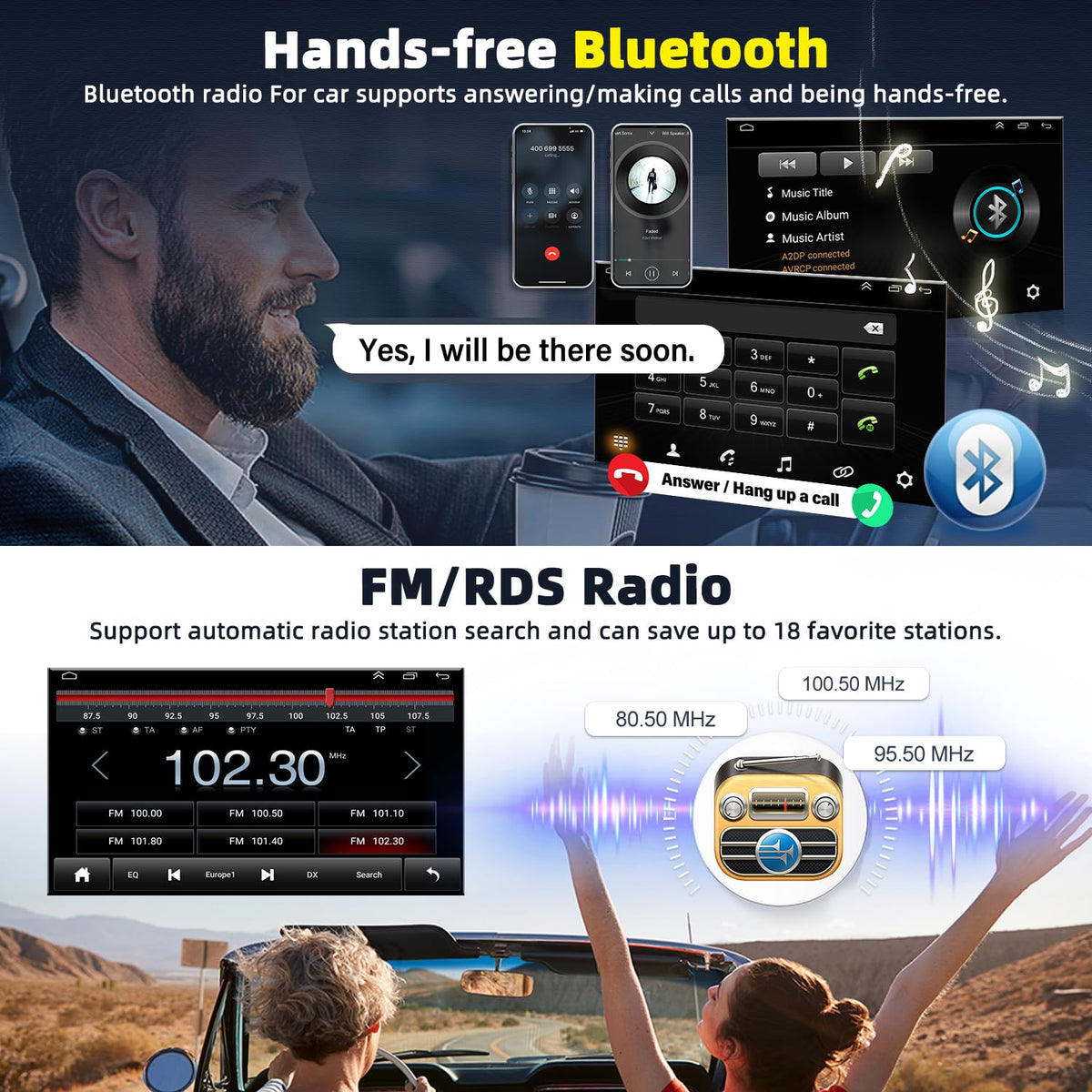 Car Radio for GMC Acadia 2007 2008 2009 2010 2011 2012 with Apple Carplay & Android Auto, 10" Car Stereo with GPS Bluetooth WiFi DSP FM RDS Camera, 4+64GB (Single Knob Touch Version)