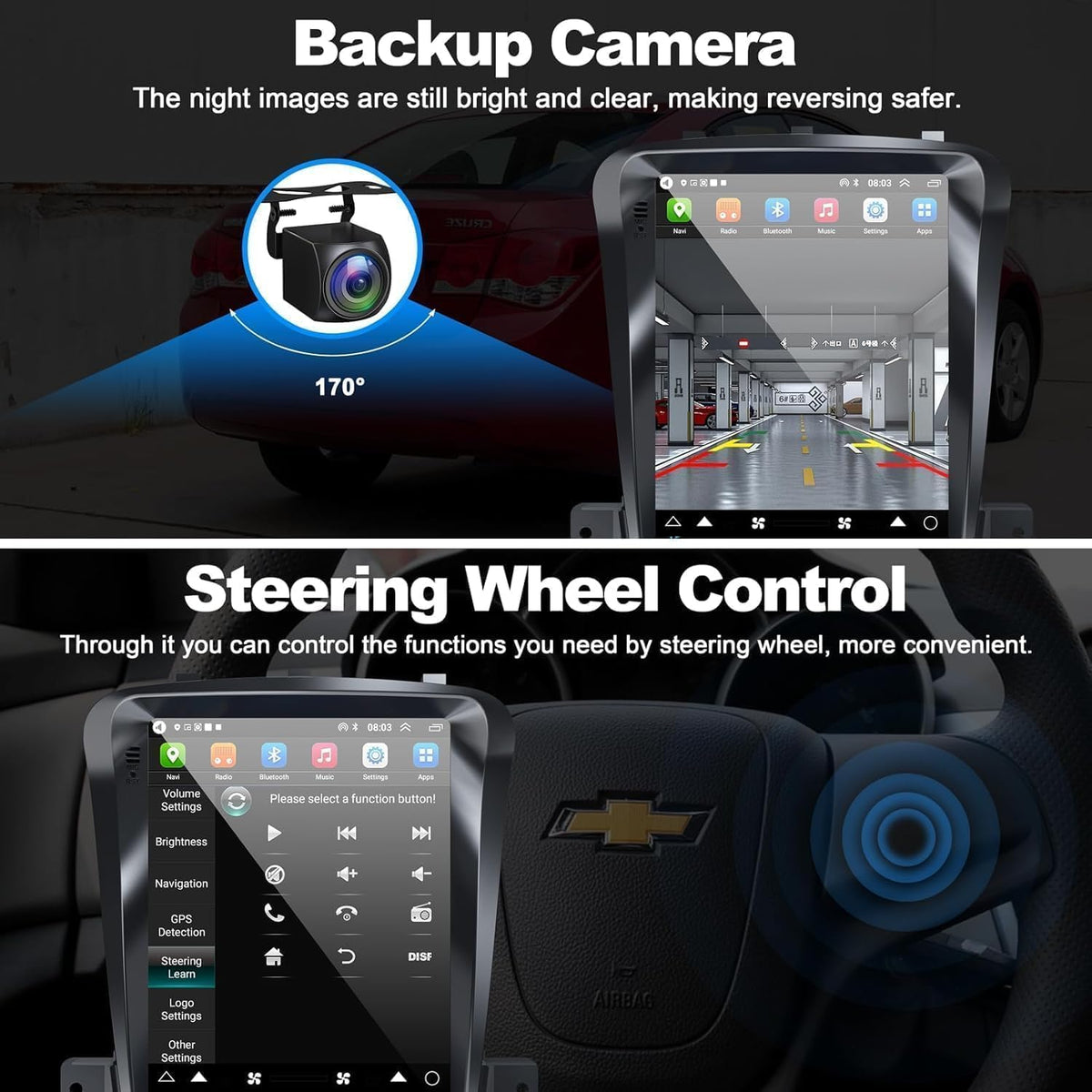 [8 Core+64G] Car Radio for Chevrolet Chevy Cruze 2009 2010 2011 2012 2013 2014 2015, 10.4 Inch IPS Touch Screen Car Stereo with Carplay/Android Auto,GPS, WiFi, Bluetooth,FM, DVR/DPS, Android 15