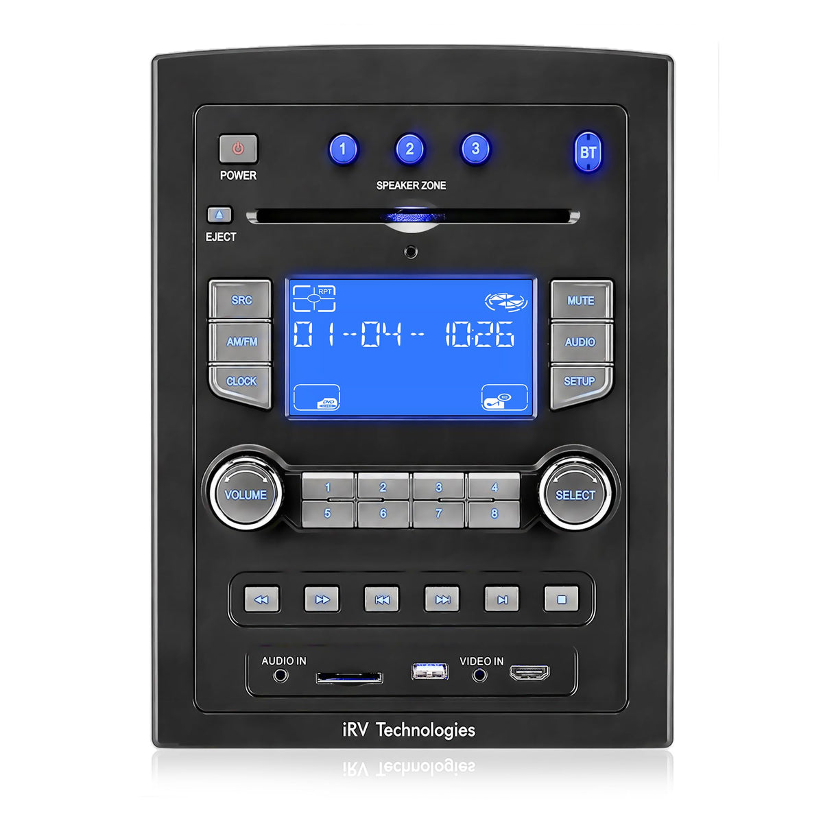 iRV Technology iRV66 AM/FM/CD/DVD/MP3/MP4/USB/SD/HDMI/Digital5.1/Surround Sound/Bluetooth 3 Zones wall mount RV Radio Stereo with wire adaptor Concertone ZX500/600/690/700,Genesis GT-3.0