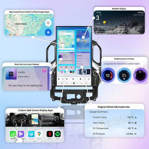 17.2 inch Touch Screen Upgrade Android Car Radio for Chevrolet Silverado GMC Sierra 2019-2023 Android 14 Car Stereo Carplay Android Auto GPS Navigation (Black)
