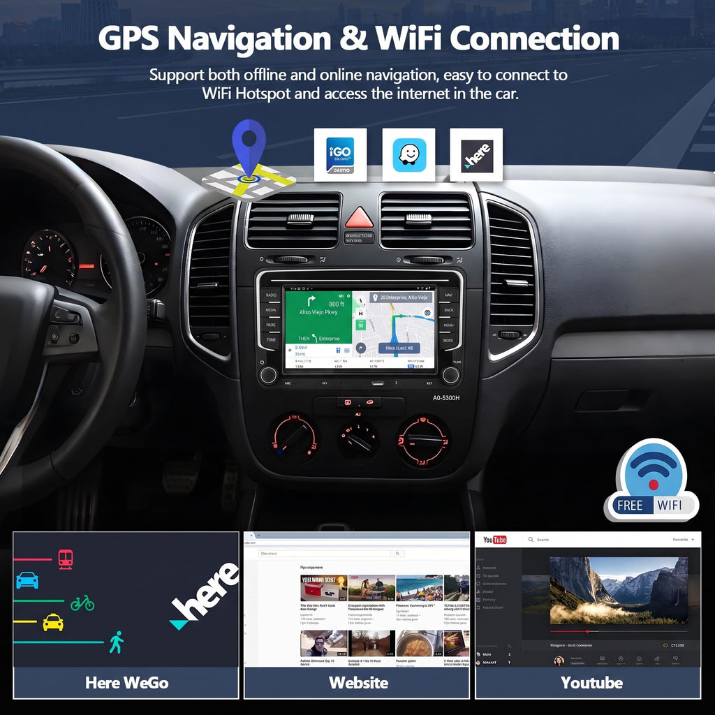4G+128G Car Stereo Radio for Volkswagen VW Golf MK5 MK6 GTI Rabbit 2006-2013 with Wireless CarPlay Android Auto, 7" IPS Touch Screen Radio Android 15 Head Unit with GPS Bluetooth Backup Camera