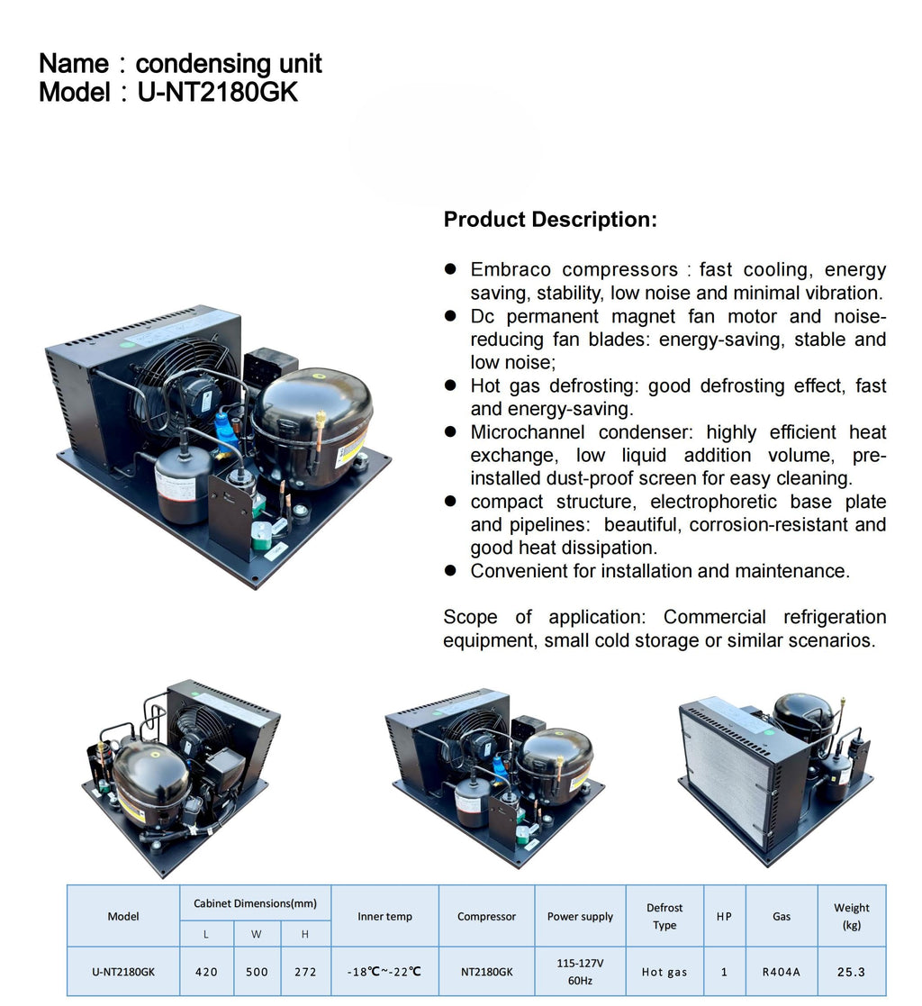 1HP Condensing Unit U-NT2180GK