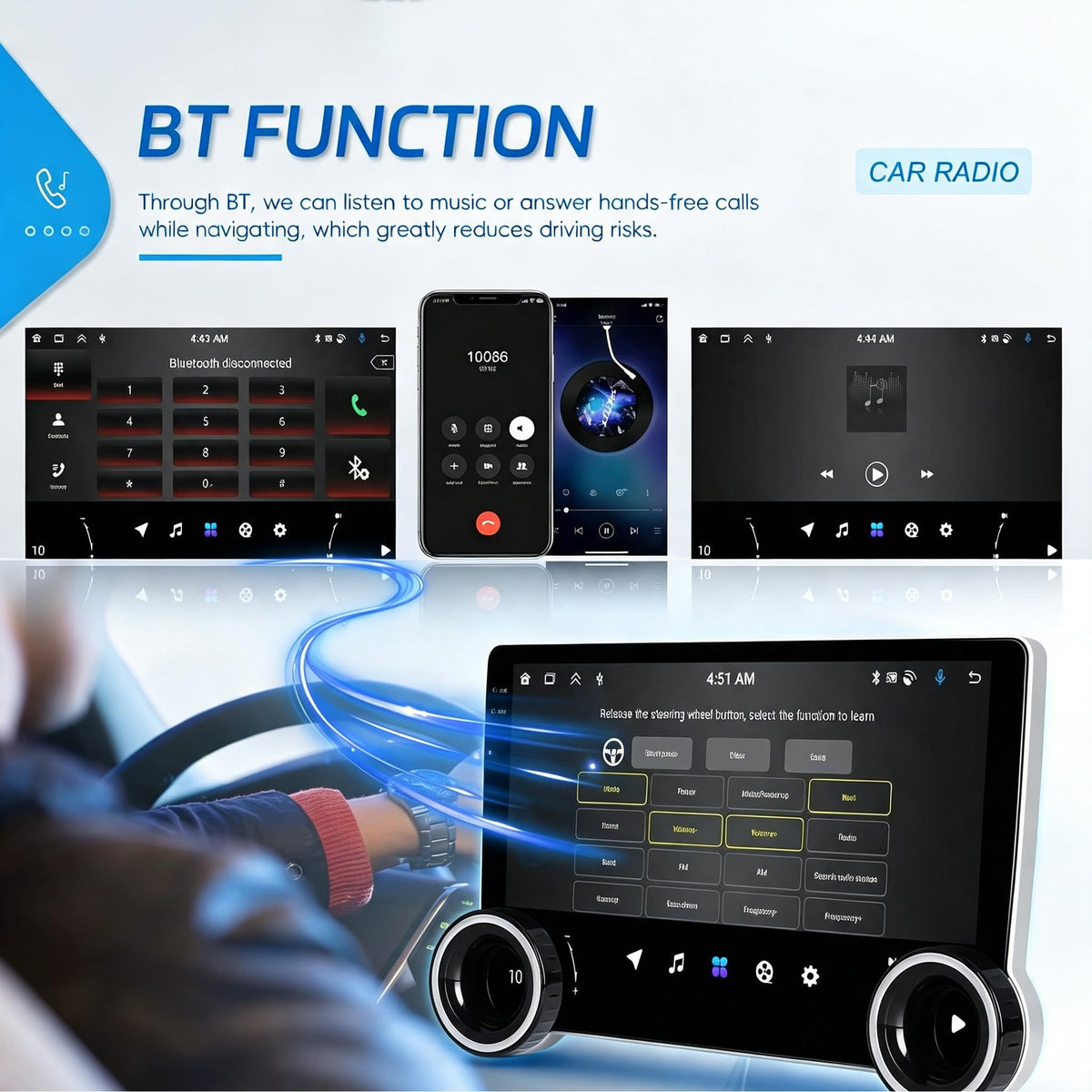 10.1‘’ Android Radio for【Jeep Grand Cherokee 2010 2011 2012 2013】 Dual Knobs CarPlay/Android Auto Autoradio Android FM Radio Car Navigation Stereo Pad Player GPS IPS Touch Screen BT WiFi 2+64G