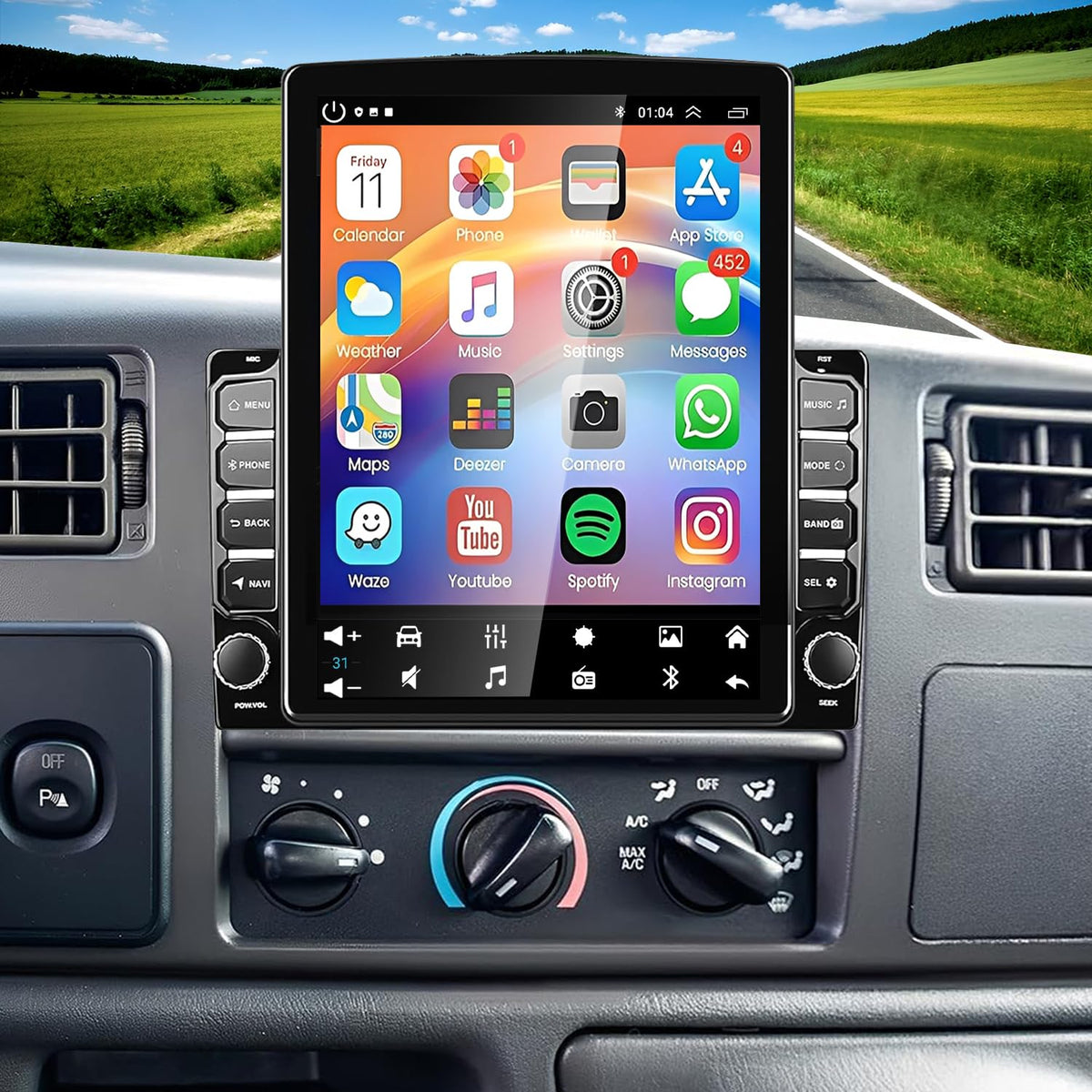 2+64G Double Din Car Radio Upgrade for Ford F-250 F-350 Super Duty 1999-2004 Stereo Replacement Head Unit Wireless CarPlay Android Auto 9.7'' Touch Screen Bluetooth GPS WiFi Camera