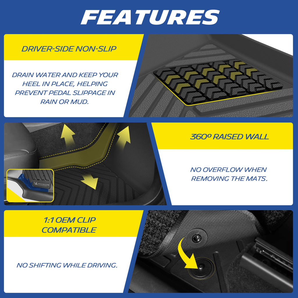 Michelin Vehicle Mats for 2016-2022 Honda Pilot 8-Seat Floor Mats