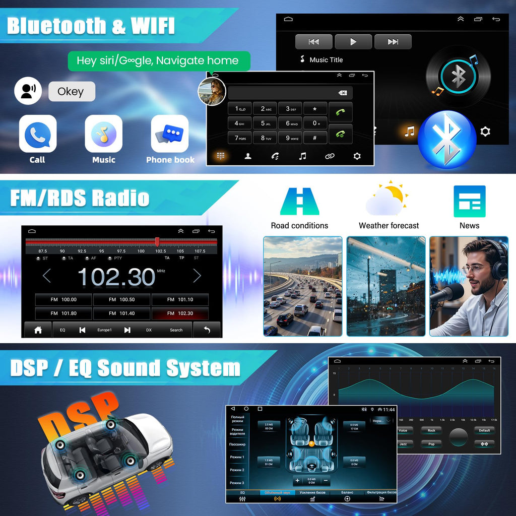 Car Stereo Radio Compatible for Hyundai Sonata GLS 2013 with Carplay Android Auto GPS Navigation 9.7in Touchscreen Car Radio Player with Bluetooth WiFi FM/RDS SWC Mirror Link + Backup Camera