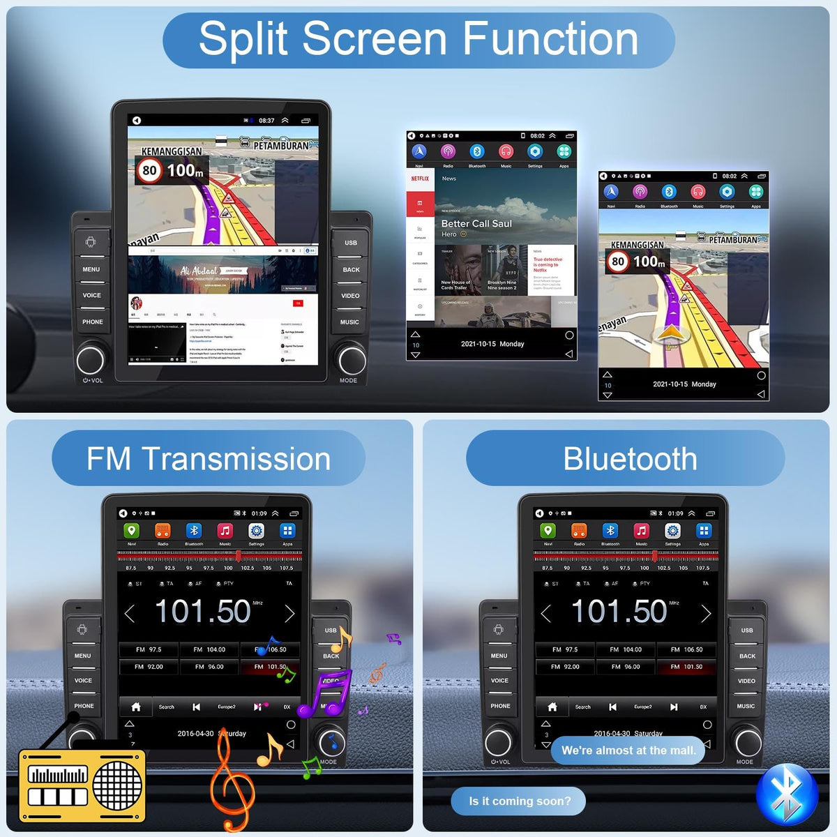 Car Radio for Ford Edge 2007-2010 w/Wireless Carplay Android Auto