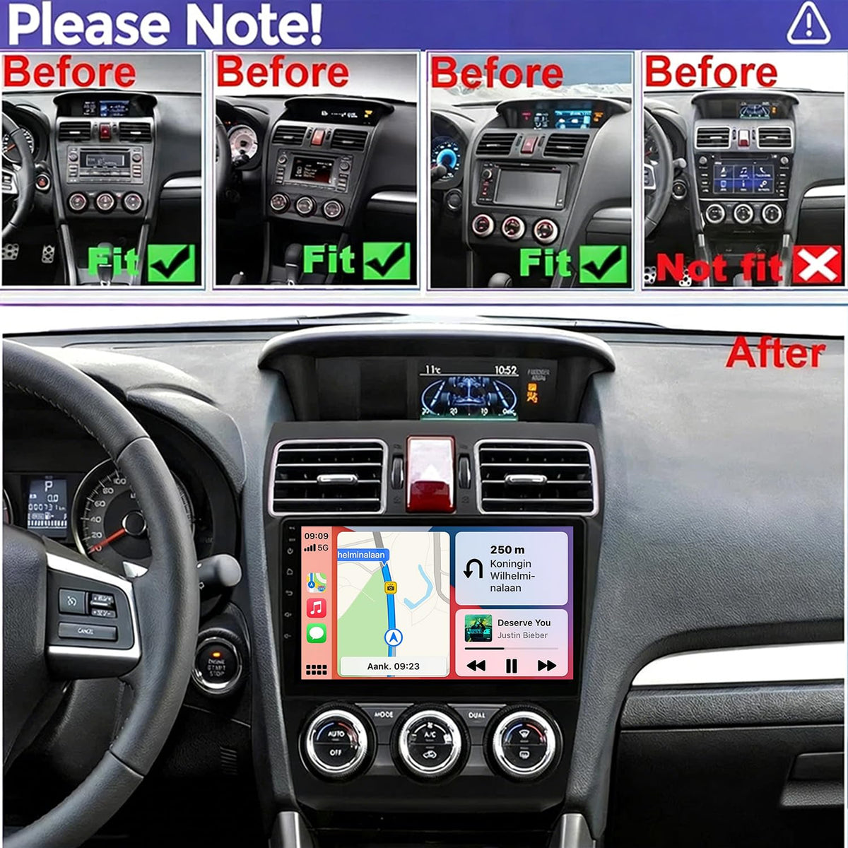 2+64G Android 14 Double Din Car Stereo Upgrade for Subaru Forester WRX Impreza 2013-2015 Car Radio w/Wireless Carplay Android Auto 9” Touch Screen GPS Navi Head Unit Bluetooth WiFi FM/RDS/SWC