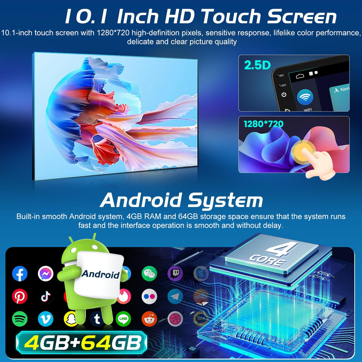 [4+64G] NHOPEEW Android Car Radio for Ford Fusion Mondeo Mustang 2009-2012
