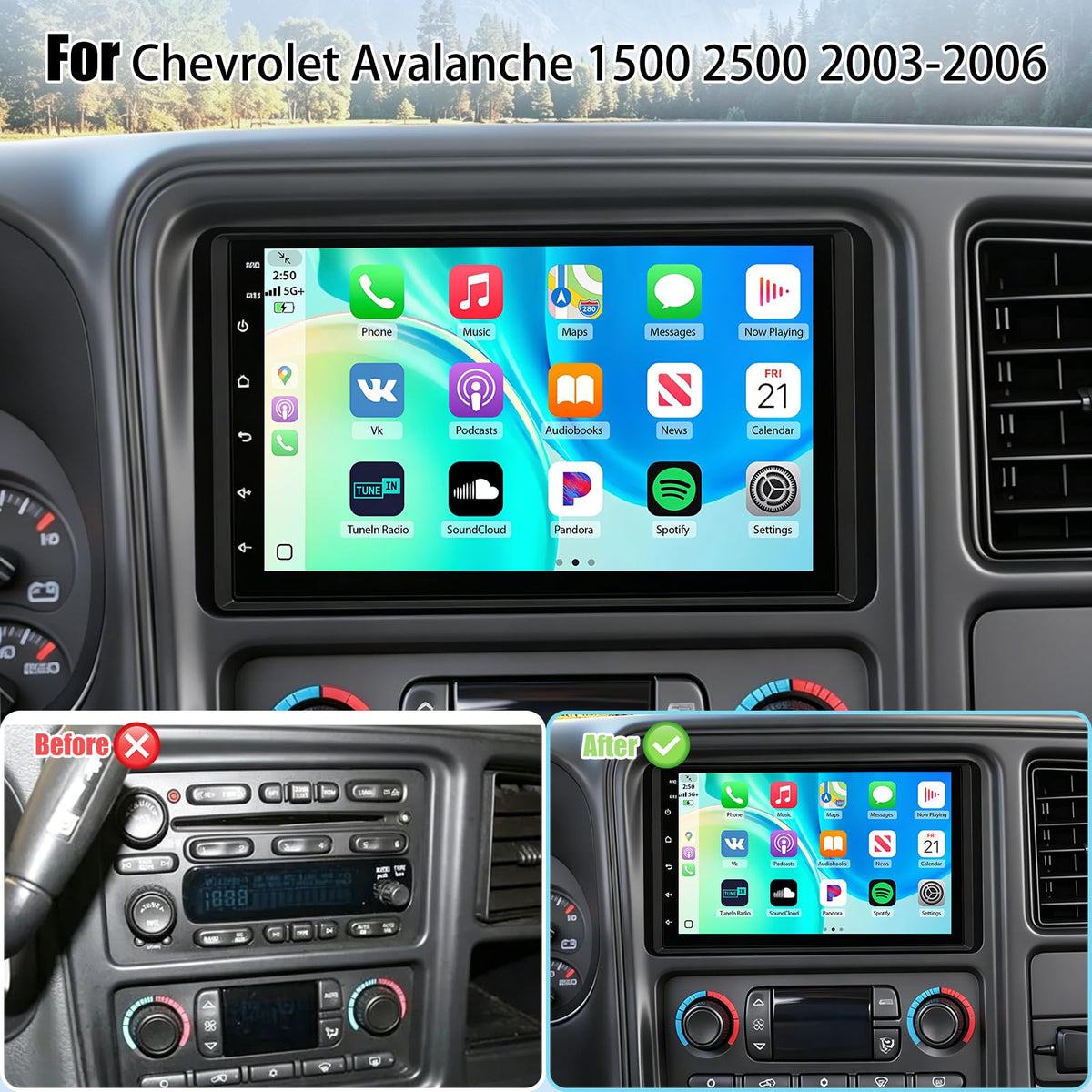 Car Stereo Car Radio for Chevrolet Avalanche 1500 2500 2003-2006 Head Unit
