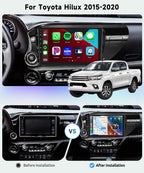 8 CORE 6G+128G Car Radio for Toyota Hilux 2015-2020 with Wireless CarPlay&Android Auto,10.1 Inch 1280*720P IPS Touch Screen Android 13 Car Stereo with GPS WiFi Bluetooth 32-Band DSP HD Backup Camera