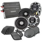 Kenwood Excelon P-HD3FR Audio Package for Select 2014-Up Harley-Davidson Models - (2) XM160-2 Audio Amplifier, (2) 6.5" Excelon XM65F & (2) 6"x9" XM69R Motorcycle Speakers, CA-CUT14 Saddlebag Kit