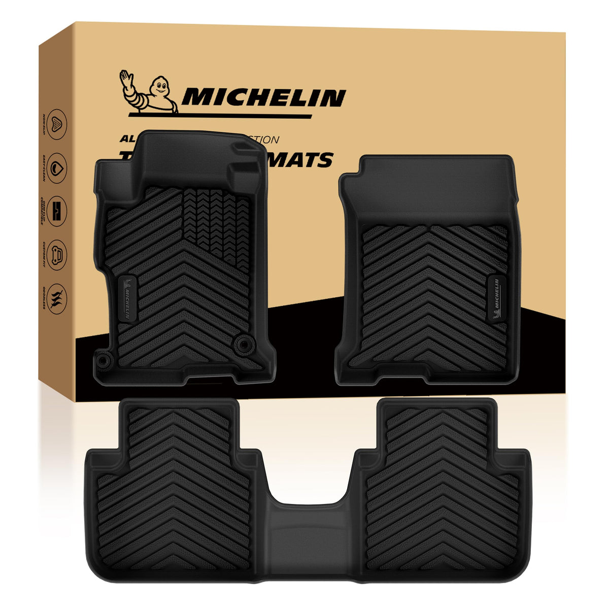 Michelin Vehicle Mats for 2016-2022 Honda Pilot 8-Seat Floor Mats