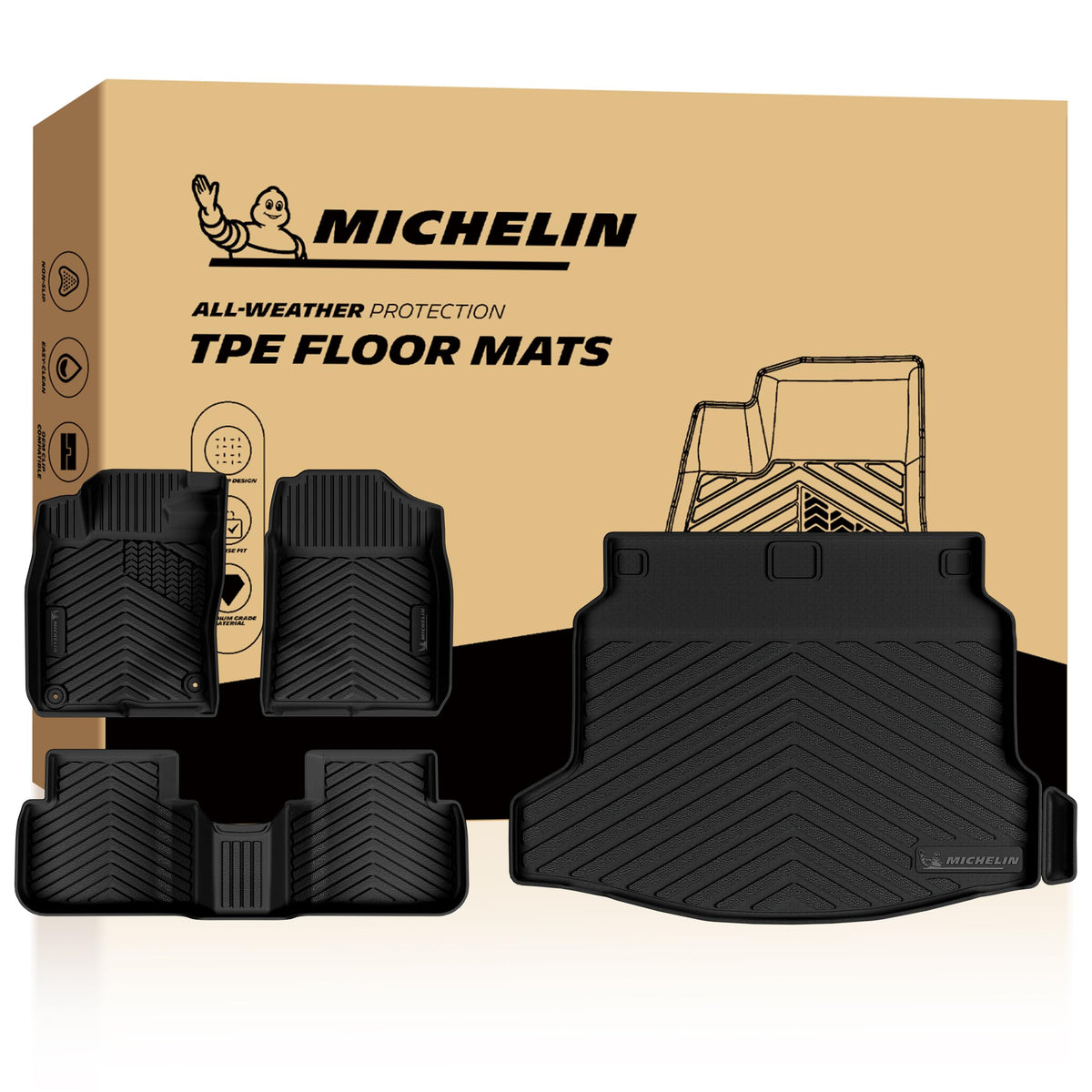 Michelin Vehicle Mats for 2016-2022 Honda Pilot 8-Seat Floor Mats