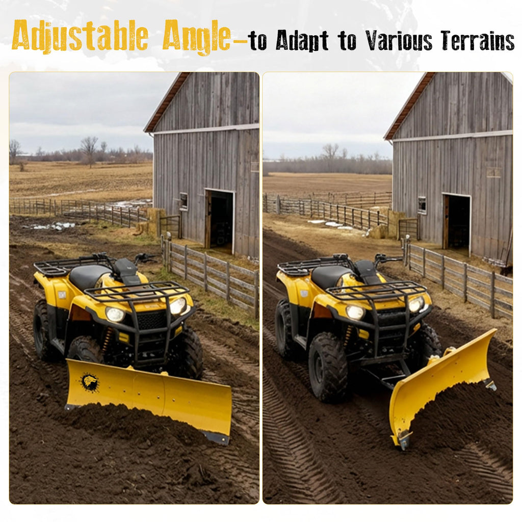 ATV/UTV Front Mount Land Leveler, 48"-60" Adjustable Steel Driveway Grader for Gravel&Dirt, Heavy Duty Yard Leveling Tool, Snow Plow Kit Compatible, 5-Position Angle, Winch Required (Sold Separately)