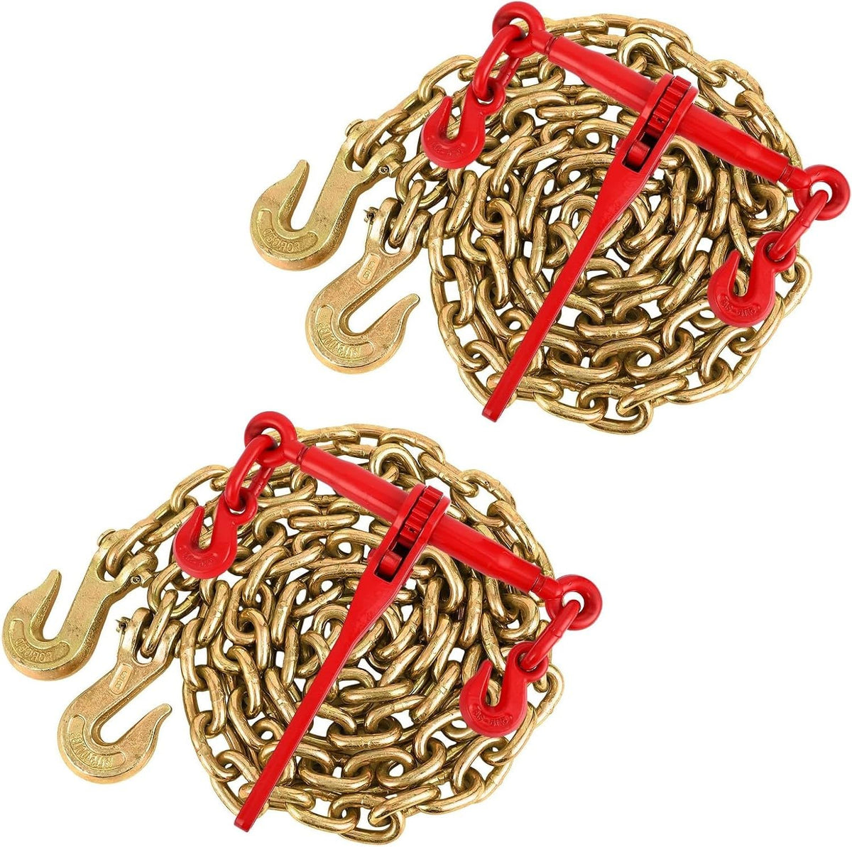 4Pcs Chain and Binder Kit, 3/8"-1/2" Ratchet Load Binders