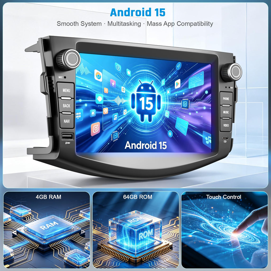 5G WiFi Upgrade Android 15 Car Radio for Toyota RAV4 2007-2012