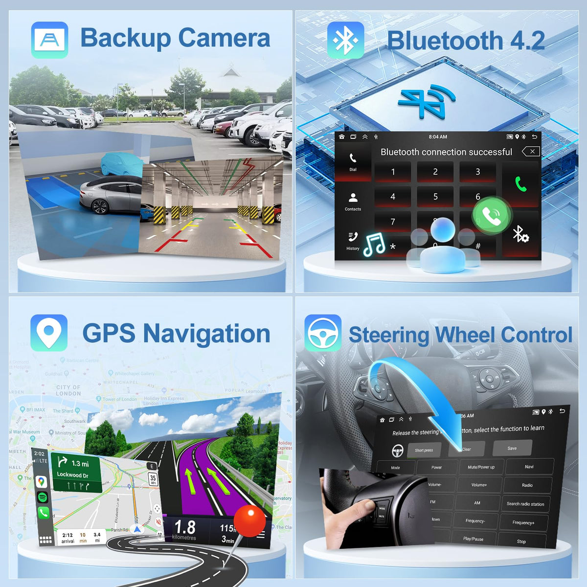 [2G+64G] Single Din Android Car Stereo Rotatable 10.4 inch Vertical Touch Screen Radio with Carplay/Android Auto/EQ Audio/Bluetooth/SWC/FM RDS Radio +AHD Backup Camera