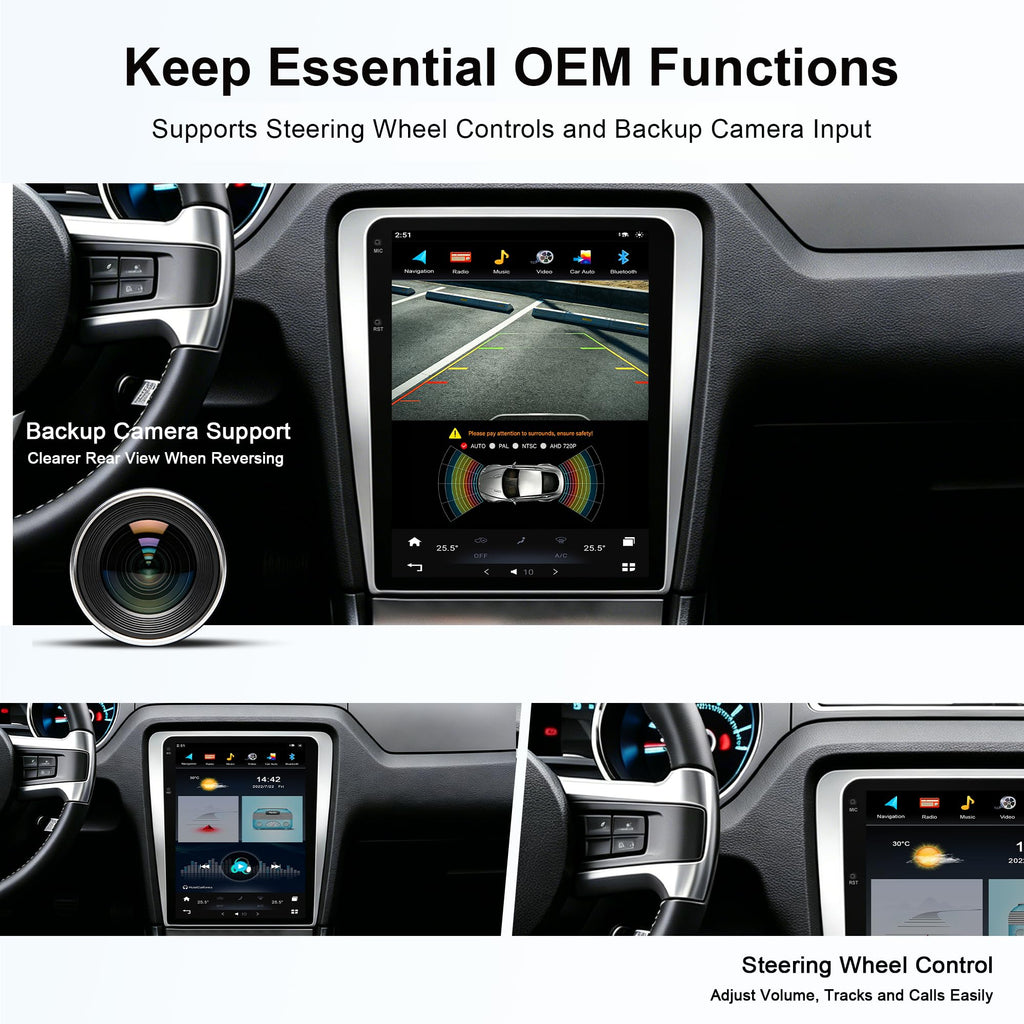 12.1 Inch Android Car Stereo Radio 8GB+128GB for Ford Mustang 2010-2014