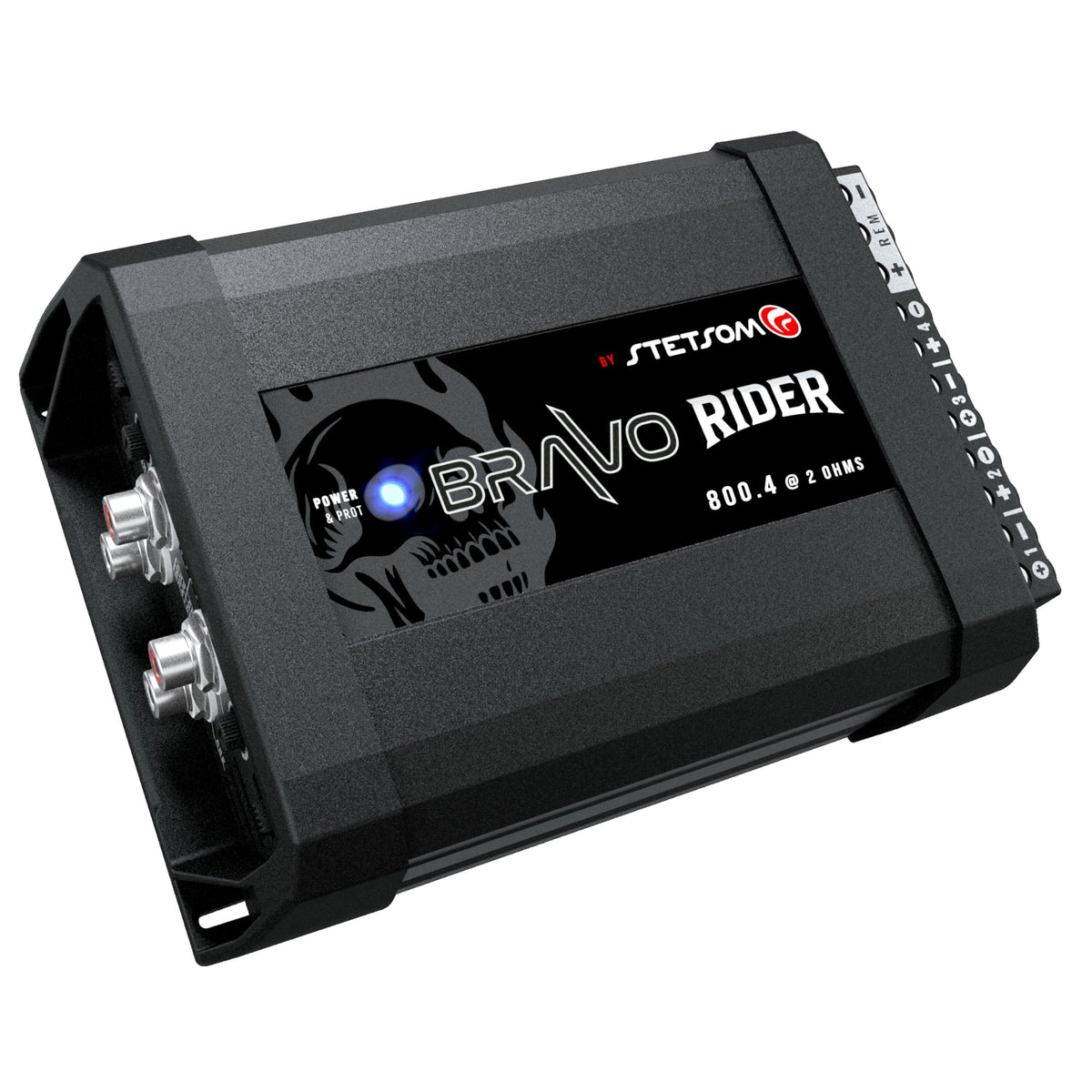 Stetsom Bravo Rider 800.4 2 Ohms Amplifier for Motorcycles - 800W RMS 4 Channel Amplifier with Tiffany RCA and LPF & HPF at 90Hz