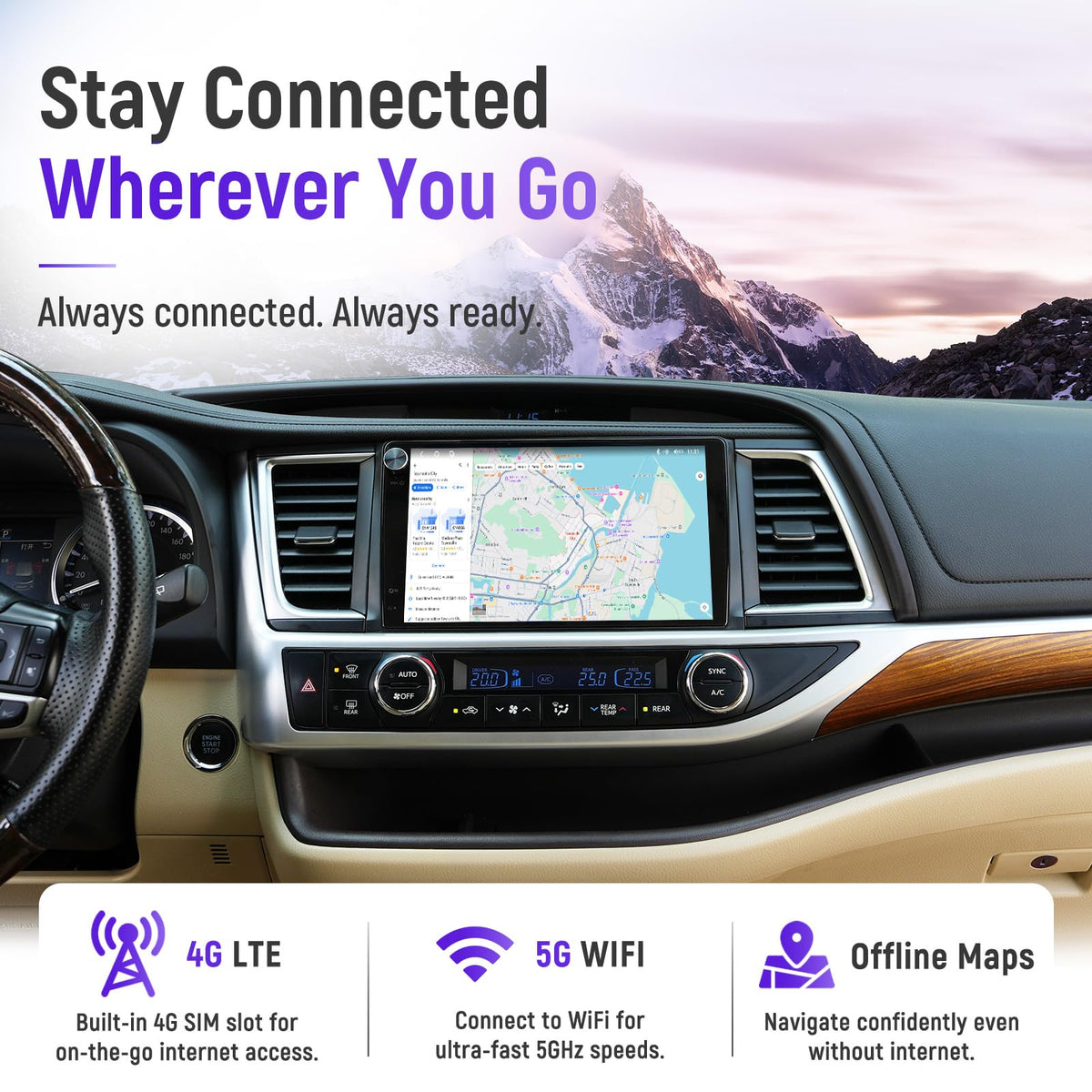 Car Stereo for Toyota Highlander 2015-2019 Upgrade 8GB+128GB Android 12
