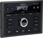 Jensen JWM65 RV Wall Mount Multimedia Stereo Receiver, Bluetooth Audio Streaming, HDMI ARC and CEC, AM FM Radio, Front USB MP3 Playback, 3 Zone Audio Control, Wireless Remote, Black