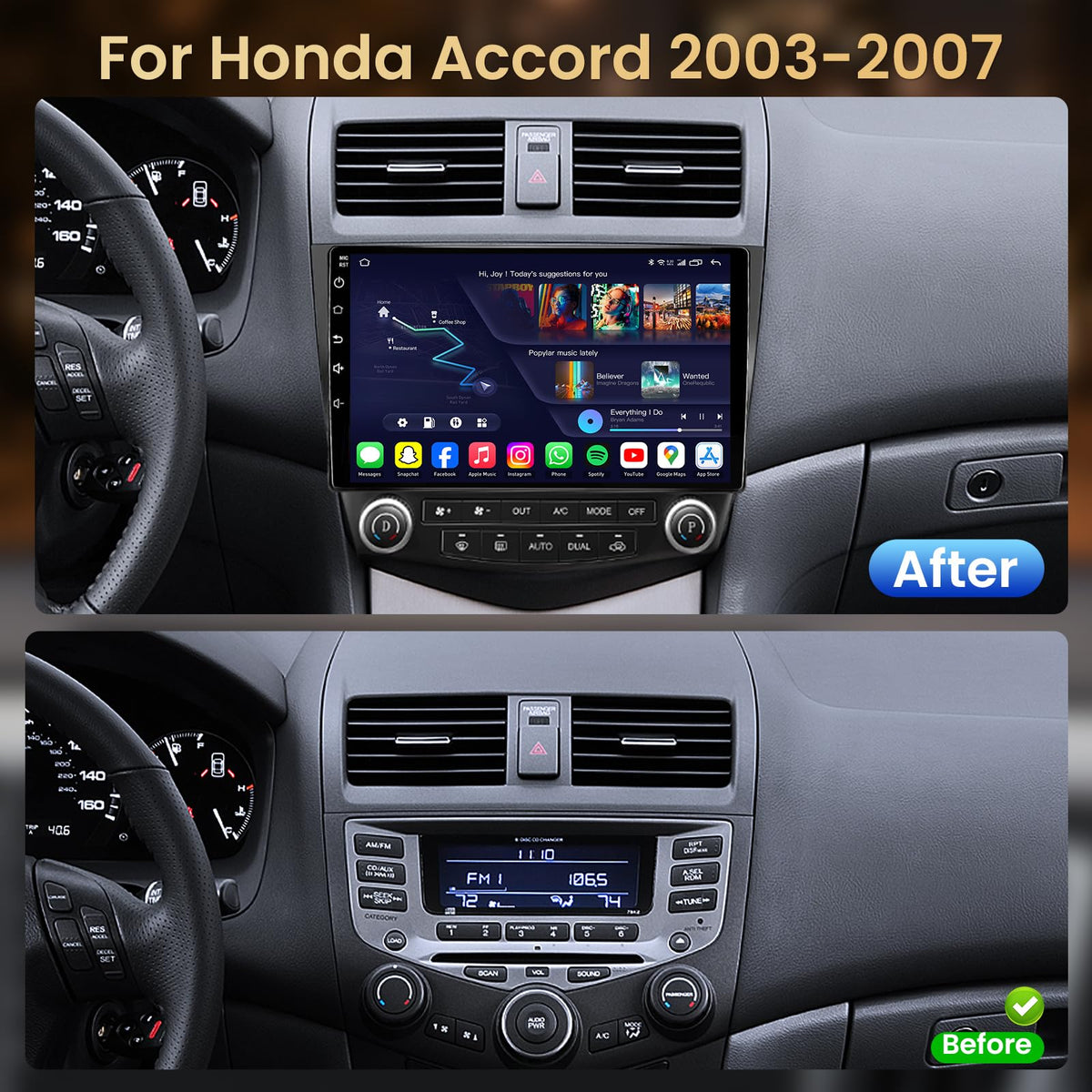 [4GB+64GB] Car Radio Stereo for Honda Accord 7th 2003 2004 2005 2006 2007