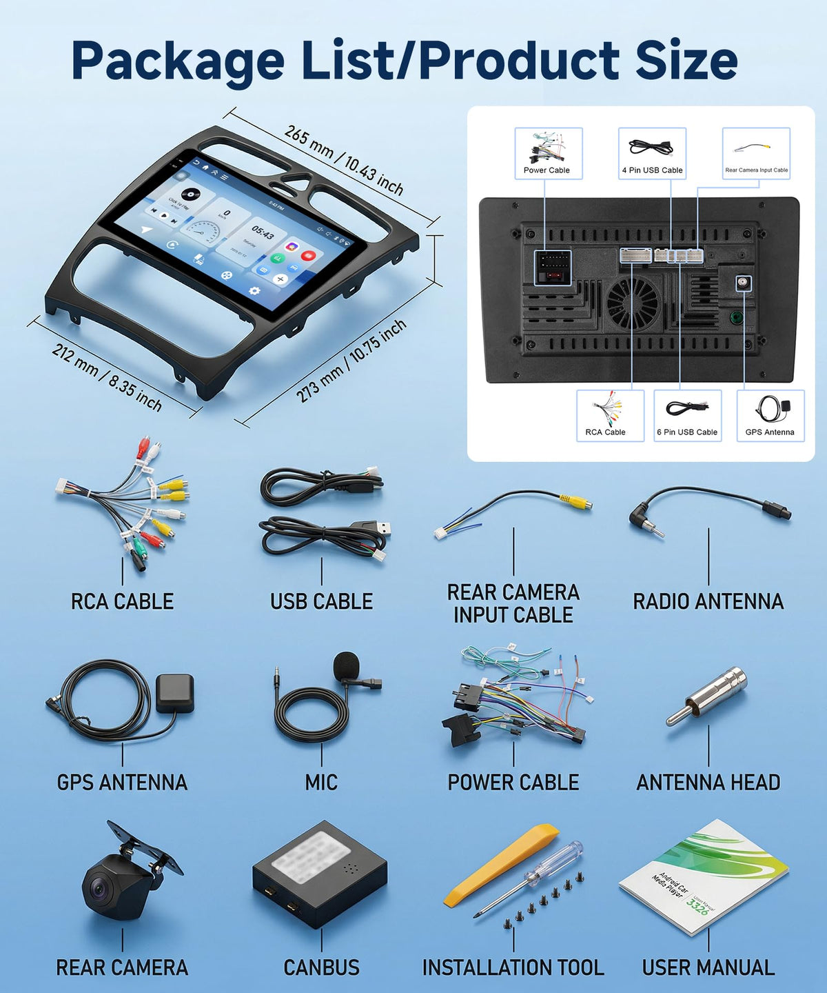 4G+64G Car Radio for Mercedes Benz C Class W203 2000-2005(4 Doors)