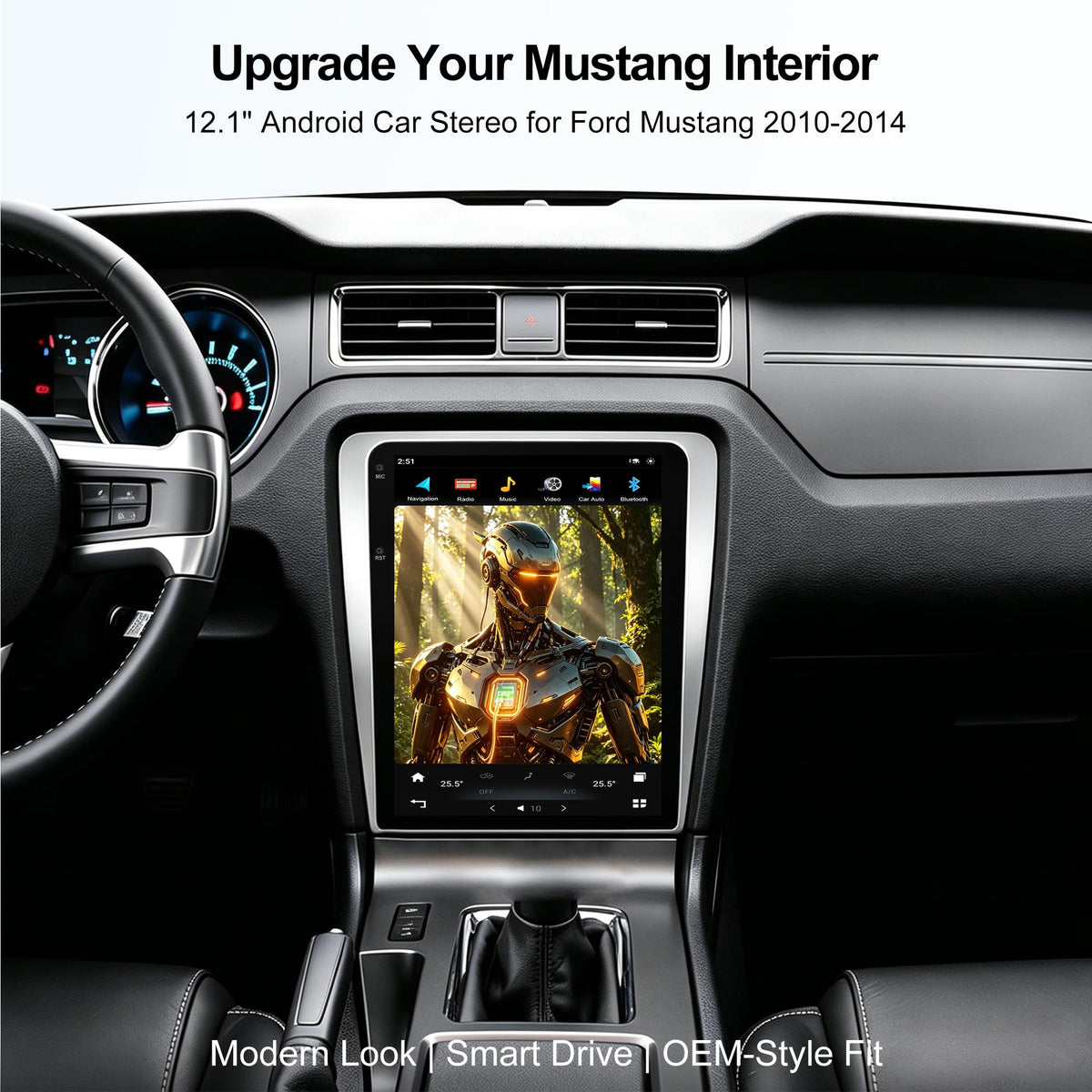 12.1 Inch Android Car Stereo Radio 8GB+128GB for Ford Mustang 2010-2014