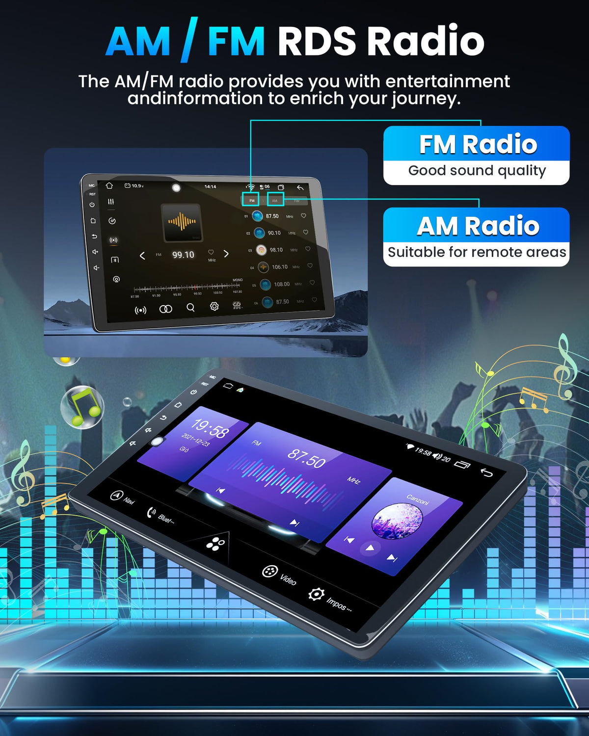 12 Core 6+128G Car Radio for Toyota Corolla 2014-2016: Upgrade 10 Inch 1280 * 800 IPS Touchscreen Stereo Wireless Carplay Android Auto 1080P Backup Camera Bluetooth GPS 5G WiFi FM DSP SWC Mirror Link