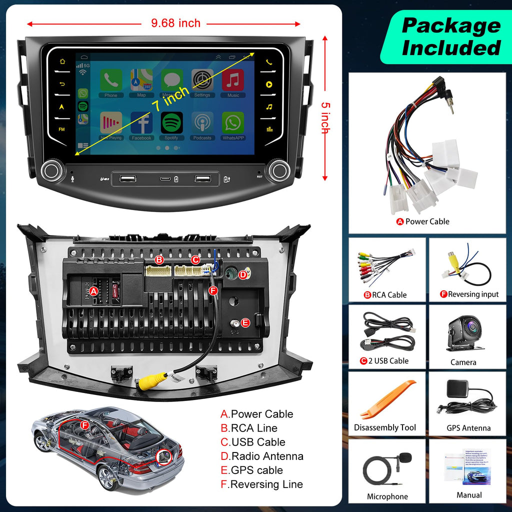 8Core+128G Car Radio for Toyota RAV4 2006-2012, Android 15 GPS Navi Stereo