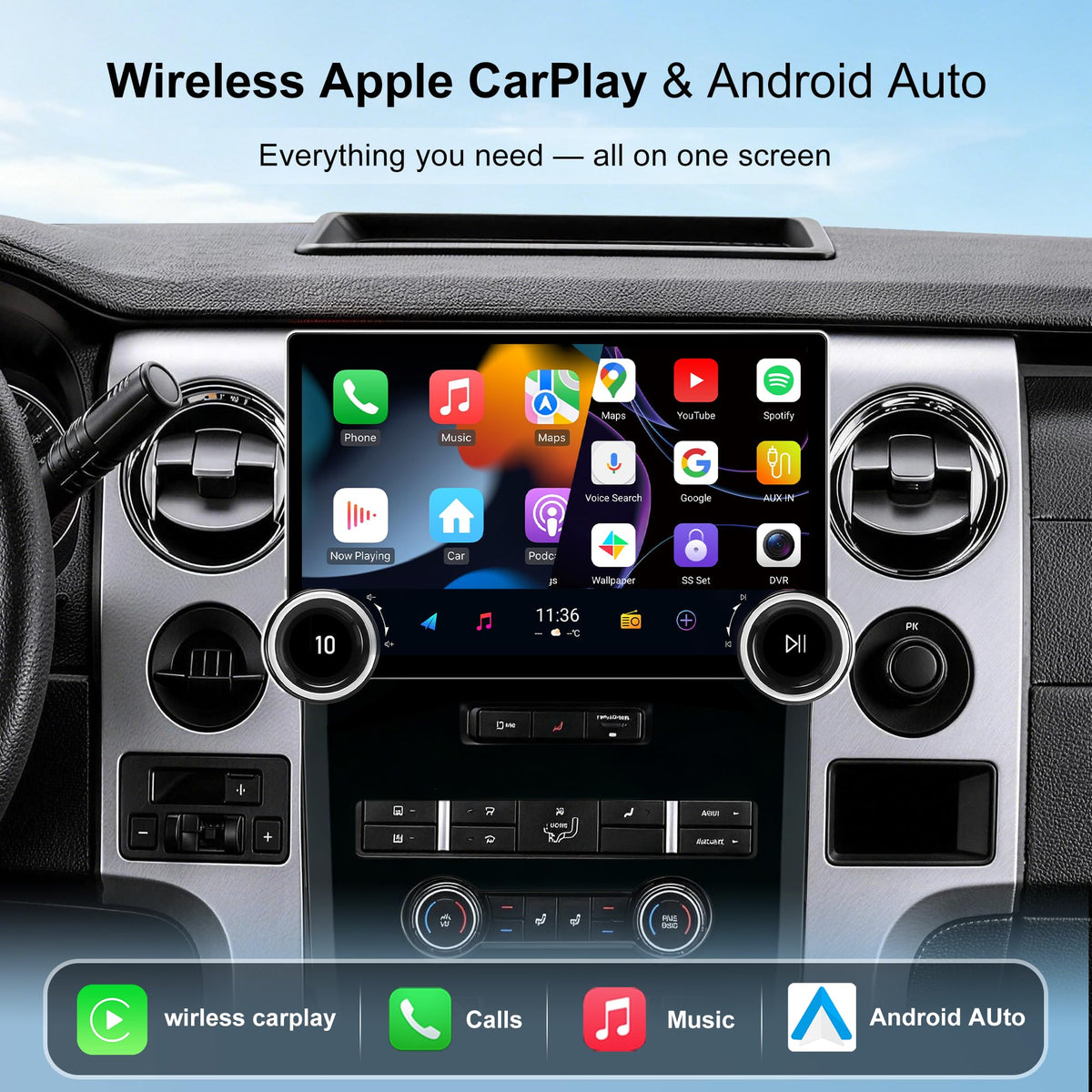 11.9" Car Stereo Radio Head Unit for Ford F150 2009-2014, Wireless CarPlay