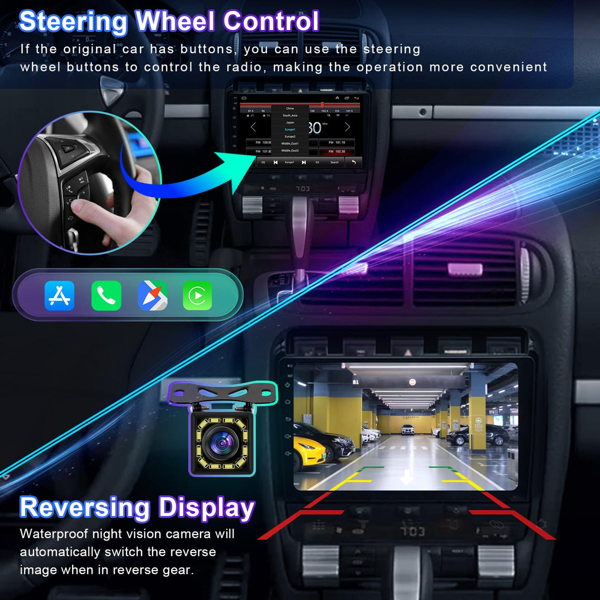 9.7 inch Car Radio Stereo for Dodge Ram 1500 2500 3500 2013 2014 2015 2016 2017 2018, 2GB +32GB, with Wireless & Wired Carplay,Built-in GPS WiFi DSP Camera MIC (Only fit Manual AC) (4+64G)