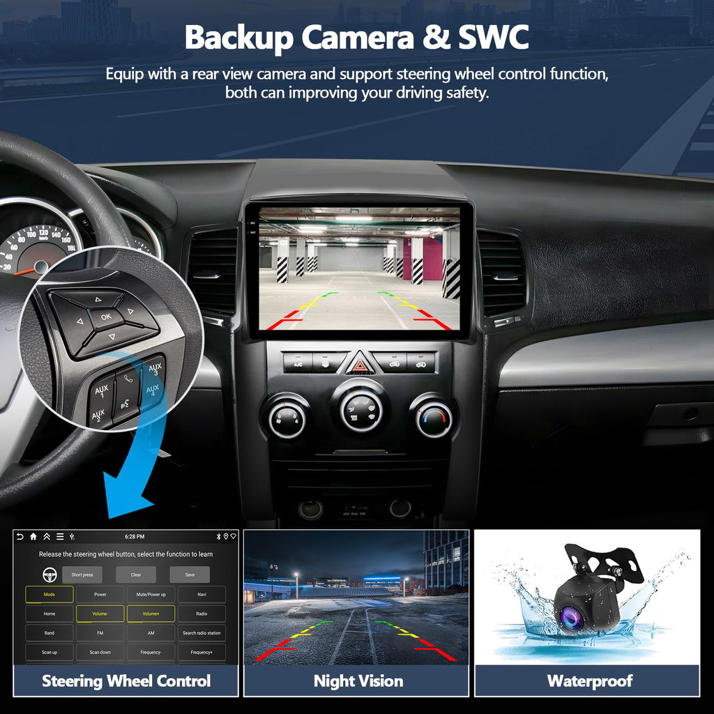 4G+128G Car Stereo Radio for Kia Sorento 2009-2012 (Manual AC) with Wireless CarPlay Android Auto 10 Inch Incell 1280 * 720 Touch Screen Head Unit with GPS Bluetooth WiFi FM RDS Backup Camera