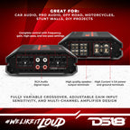 DS18 SXE-2000.4D/RD 4-Channel Car Amplifier Class D Full Range 4X 150 Watts RMS @ 4-ohm - Powerful and Compact Amp for Speakers in Car Audio System - Bridgeable Amp 4 Channels 2000 Watts Max Power