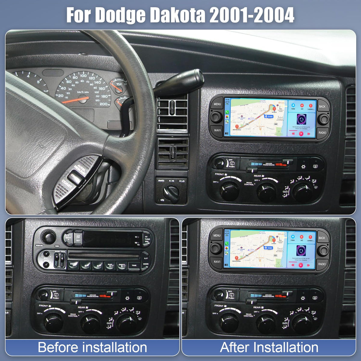 4+64G 6.86 Inch Car Stereo Radio for Dodge Dakota 2001 2002 2003 2004