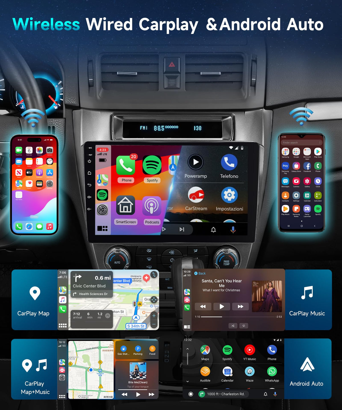 Podofo Android 15 Car Radio for 2009-2012 Ford Fusion Mondeo Mustang