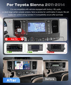 8 CORE 6G+128G for Toyota Sienna 2011-2014 Car Radio with Wireless Carplay