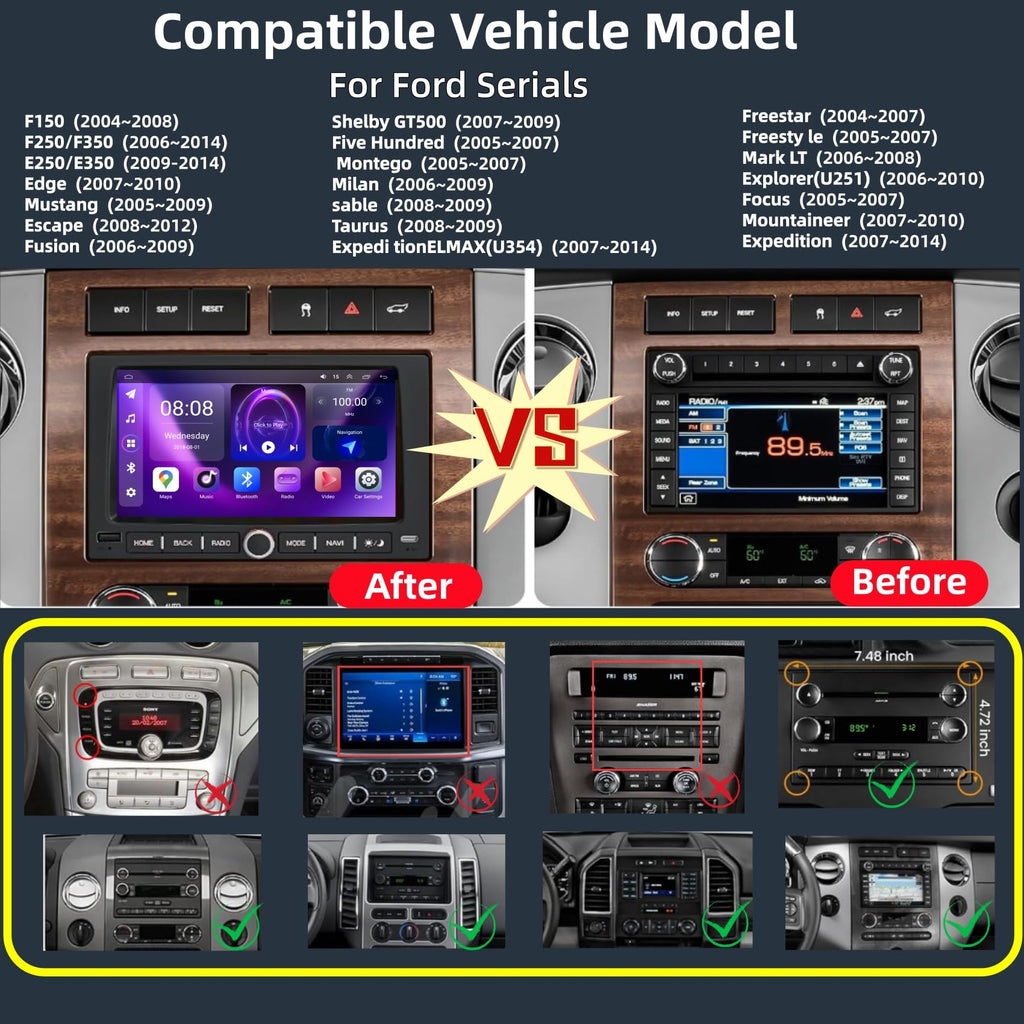 Car Radio for Ford F150 (2004-2008) F250/F350(2006-2014),Mustang(2005-2009)