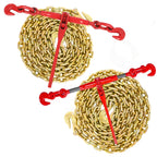 3/8" to 1/2" Ratchet Chain Binder 2 Pack with 3/8" x 10FT G80 Binder Chain G70 Hook, 9200LBS Working Load Tie Down Chain for Flatbed Truck Trailer