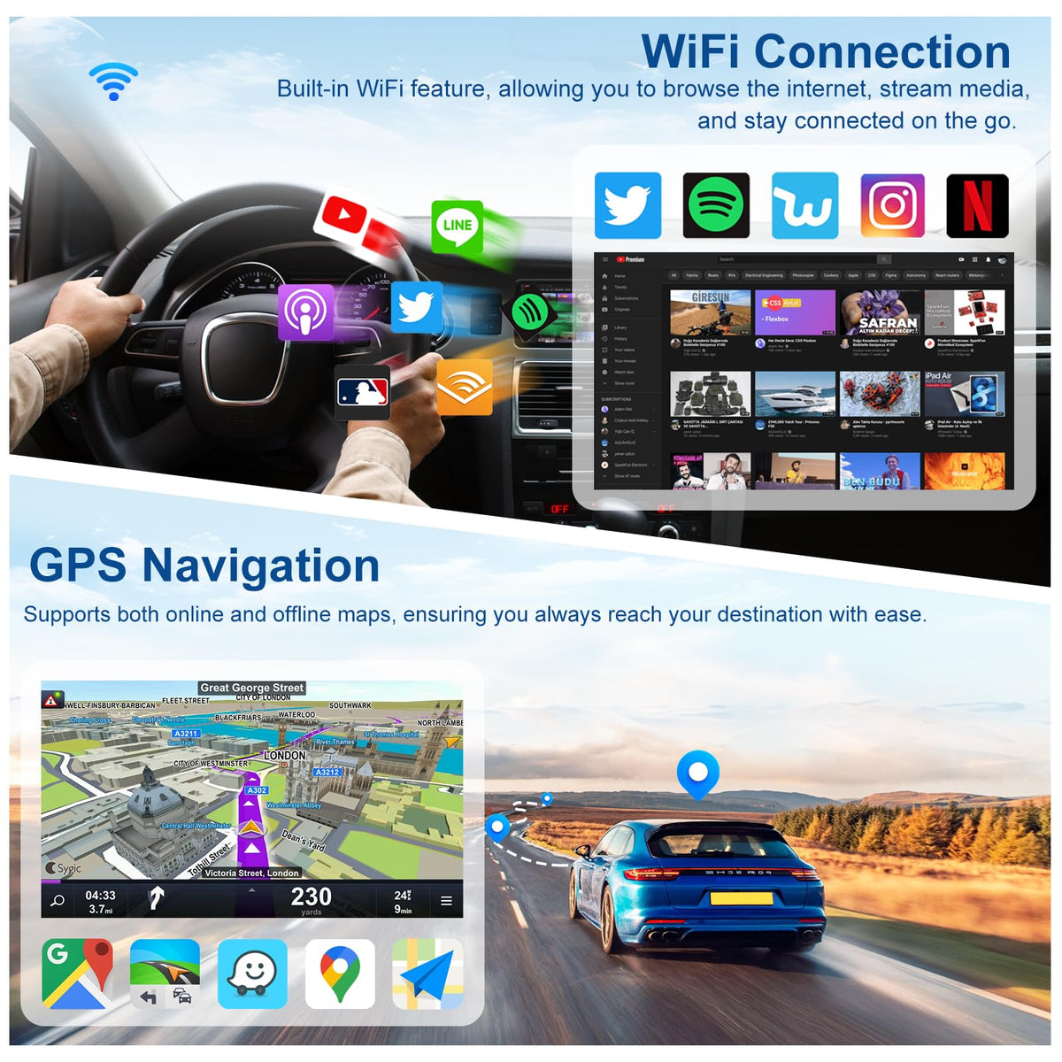 Car Stereo for Toyota Tacoma 1995-2004 with Carplay Android Auto