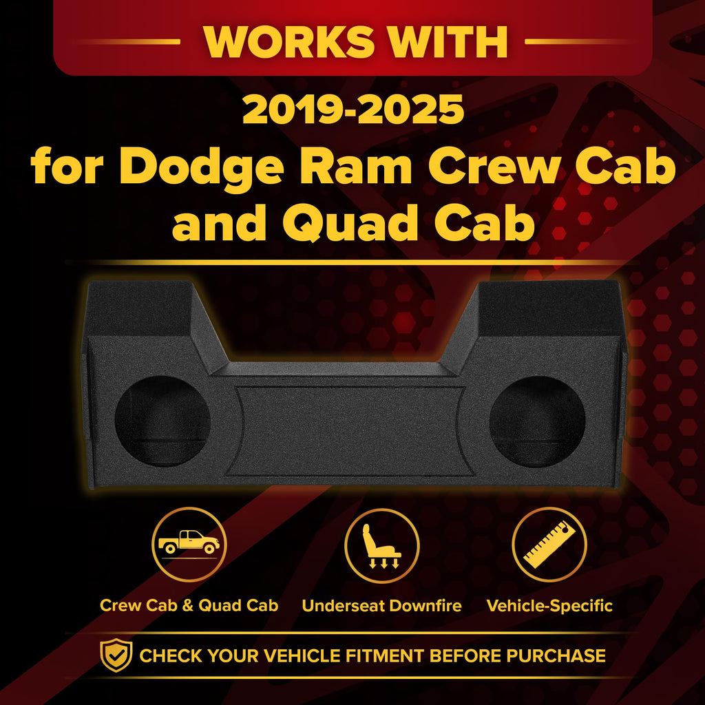 QPower QBDODGE12-2019 Dual 12-Inch Underseat Downfire Subwoofer Box