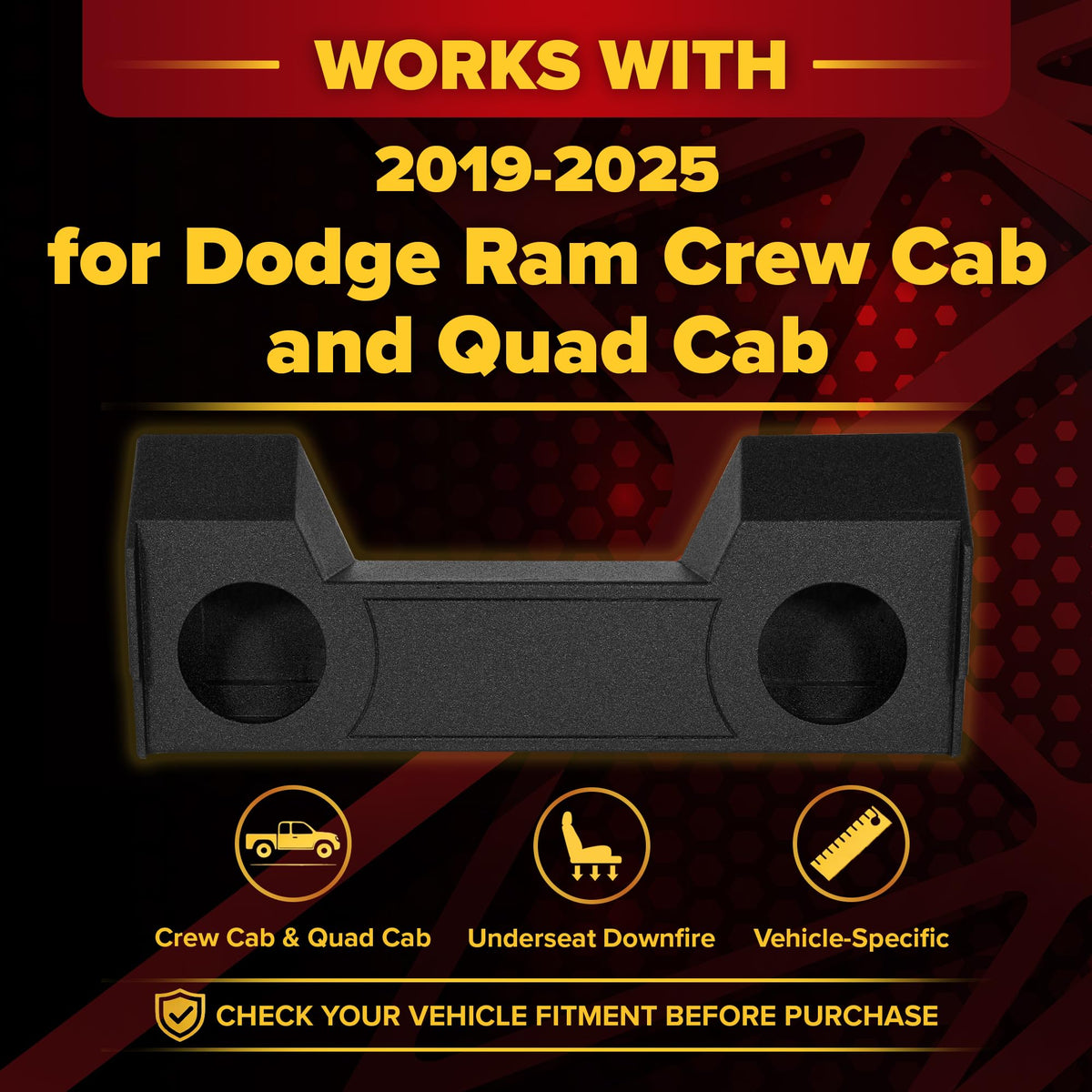 QPower QBDODGE12-2019 Dual 12-Inch Underseat Downfire Subwoofer Box