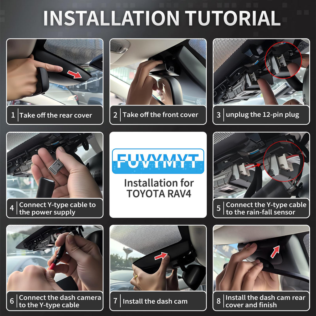 4K Dash Cam Front and Rear for Toyota RAV4 2022-2025 (Model B)