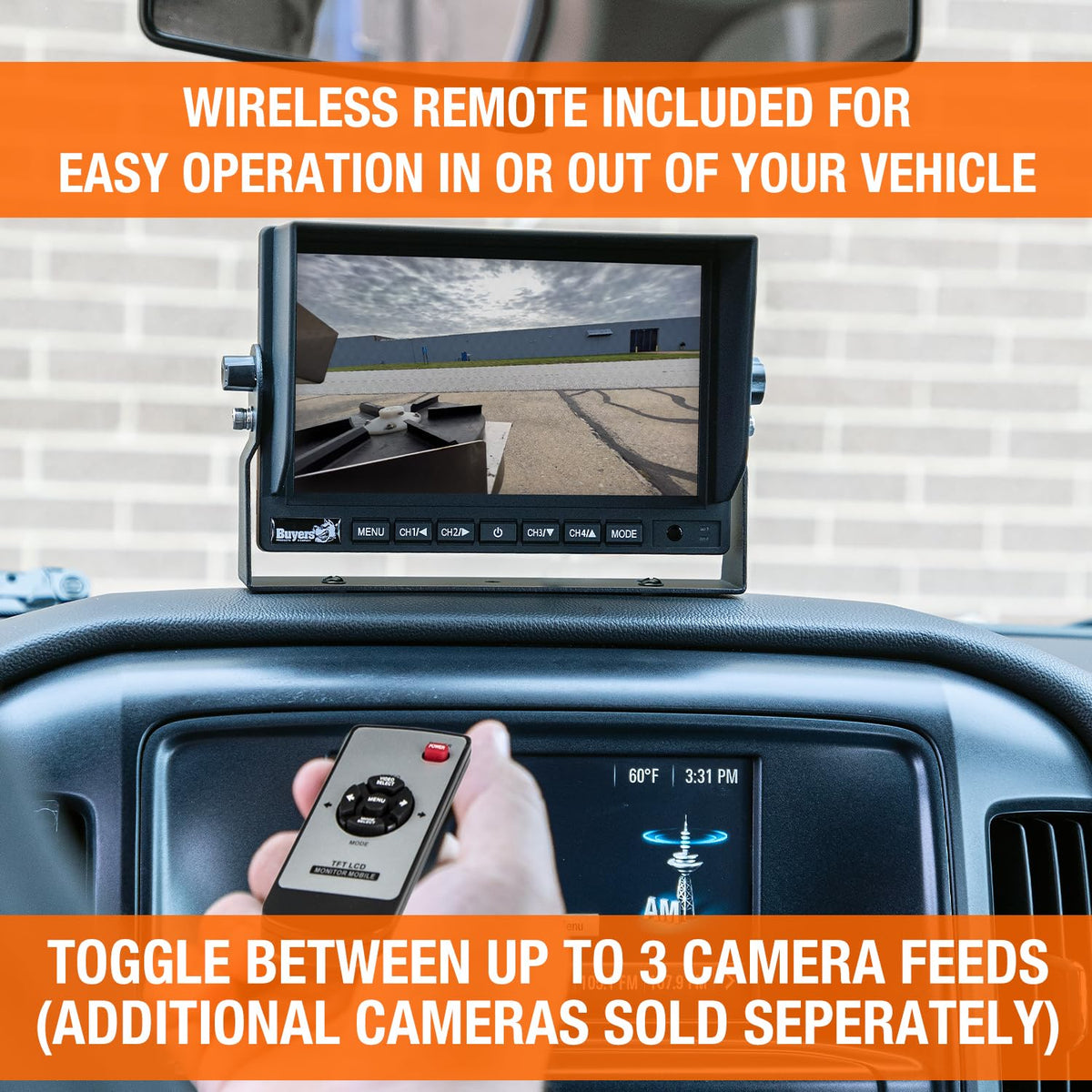 Buyers Products 8883000 7 inch Backup Camera with Remote Control - 4 Pin