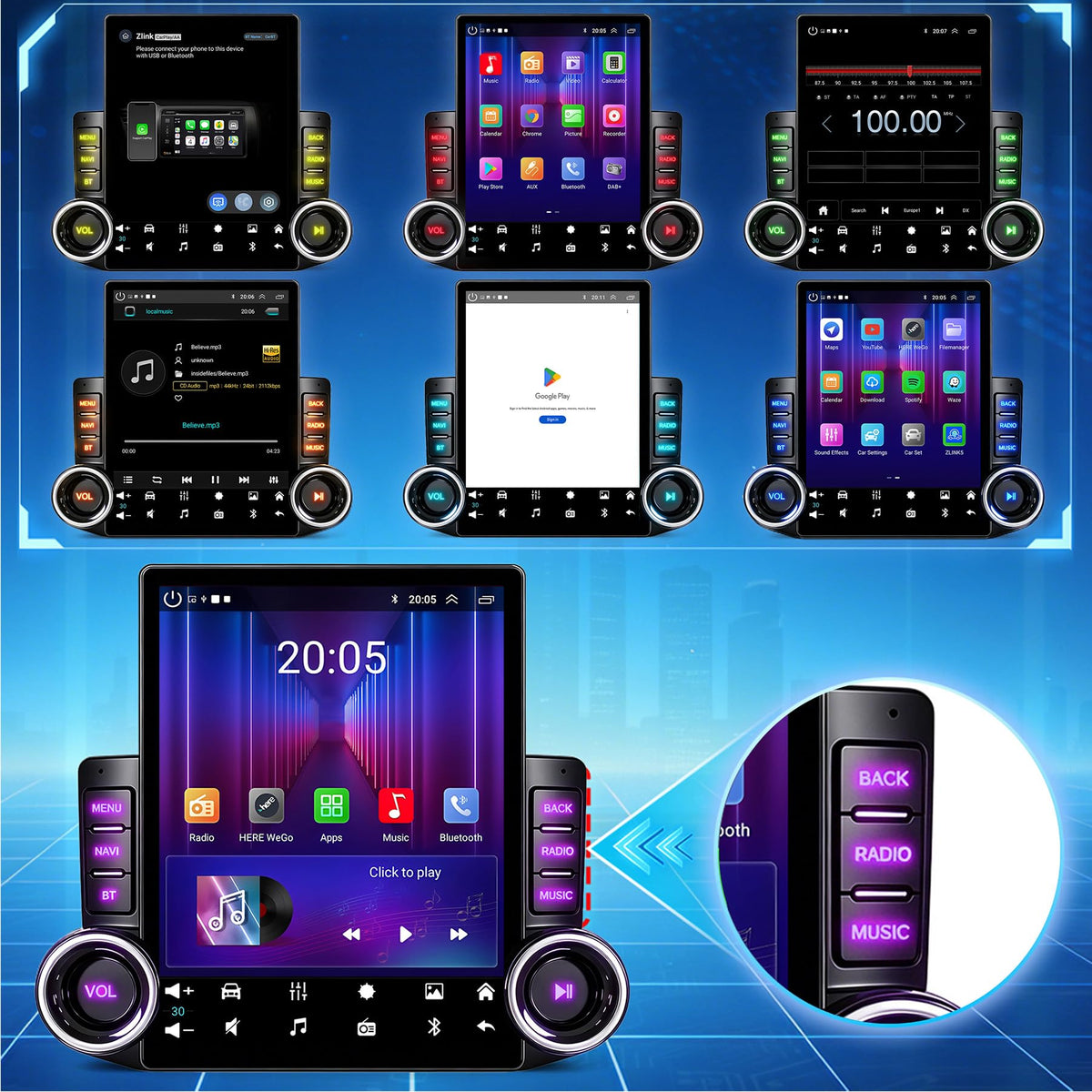 4Core 64G 9.7 Inch Android 14 Car Radio Stereo for Toyota RAV4 2006-2012